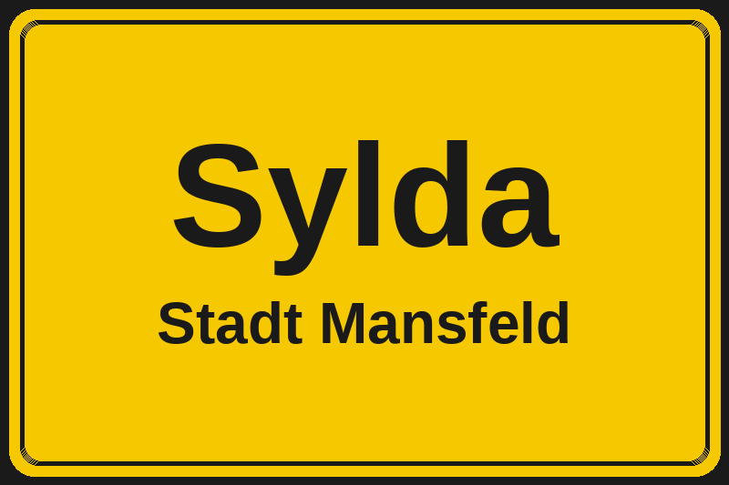 Ortsschild Sylda in Mansfeld – Hotels, Pensionen und Ferienwohnungen im Stadtteil