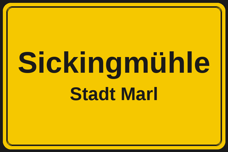 Sickingmühle (Marl) – Hotels im Stadtteil Ortsschild Sickingmühle in Marl – Hotels, Pensionen und Ferienwohnungen im Stadtteil