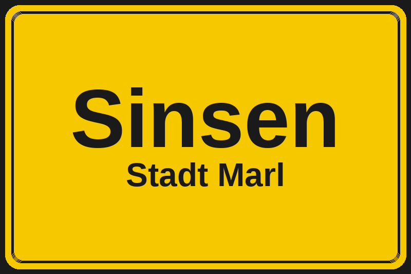 Ortsschild Sinsen in Marl – Hotels, Pensionen und Ferienwohnungen im Stadtteil