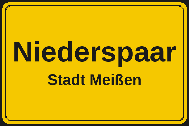 Ortsschild Niederspaar in Meißen – Hotels, Pensionen und Ferienwohnungen im Stadtteil