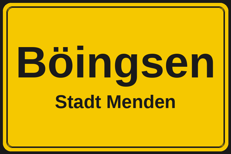 Ortsschild Böingsen in Menden – Hotels, Pensionen und Ferienwohnungen im Stadtteil