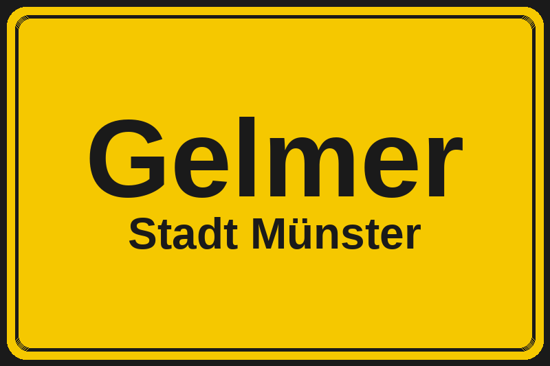 Ortsschild Gelmer in Münster – Hotels, Pensionen und Ferienwohnungen im Stadtteil