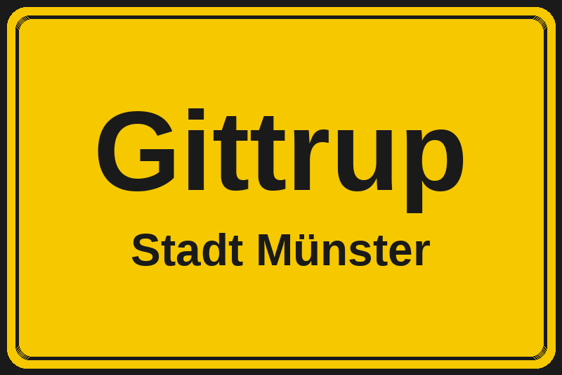 Ortsschild Gittrup in Münster – Hotels, Pensionen und Ferienwohnungen im Stadtteil