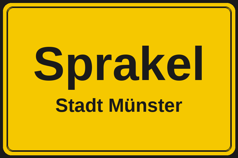 Ortsschild Sprakel in Münster – Hotels, Pensionen und Ferienwohnungen im Stadtteil
