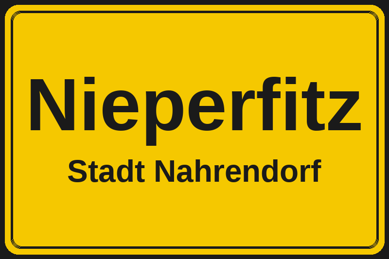 Ortsschild Nieperfitz in Nahrendorf – Hotels, Pensionen und Ferienwohnungen im Stadtteil