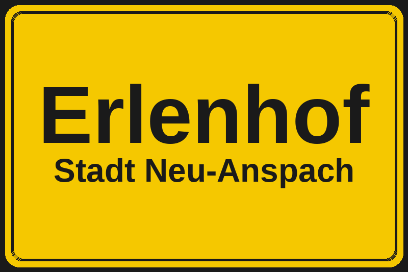Ortsschild Erlenhof in Neu-Anspach – Hotels, Pensionen und Ferienwohnungen im Stadtteil
