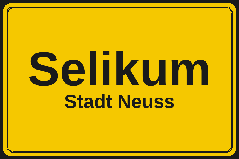 Ortsschild Selikum in Neuss – Hotels, Pensionen und Ferienwohnungen im Stadtteil