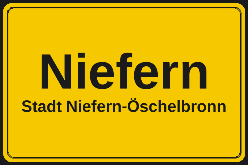 Ortsschild Niefern in Niefern-Öschelbronn – Hotels, Pensionen und Ferienwohnungen im Stadtteil