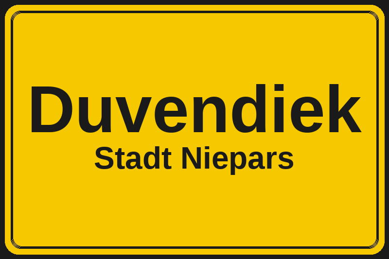 Ortsschild Duvendiek in Niepars – Hotels, Pensionen und Ferienwohnungen im Stadtteil