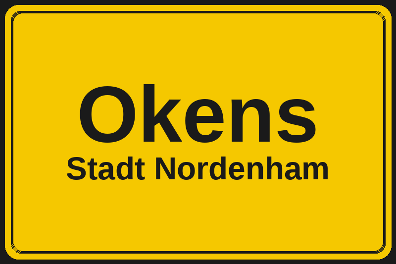 Okens (Nordenham) – Hotels im Stadtteil Ortsschild Okens in Nordenham – Hotels, Pensionen und Ferienwohnungen im Stadtteil