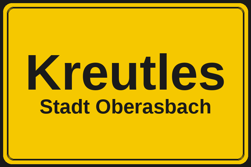 Ortsschild Kreutles in Oberasbach – Hotels, Pensionen und Ferienwohnungen im Stadtteil