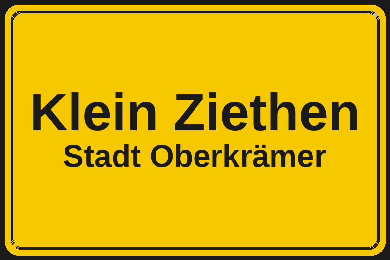 Ortsschild Klein Ziethen in Oberkrämer – Hotels, Pensionen und Ferienwohnungen im Stadtteil