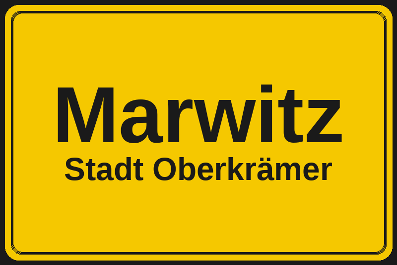 Ortsschild Marwitz in Oberkrämer – Hotels, Pensionen und Ferienwohnungen im Stadtteil