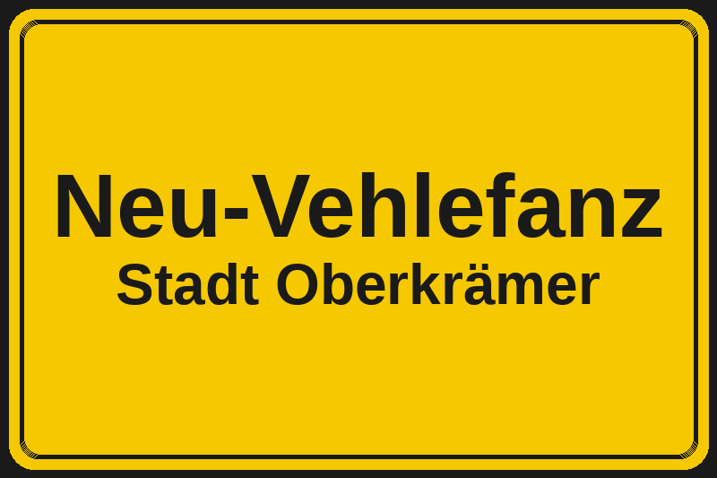Ortsschild Neu-Vehlefanz in Oberkrämer – Hotels, Pensionen und Ferienwohnungen im Stadtteil