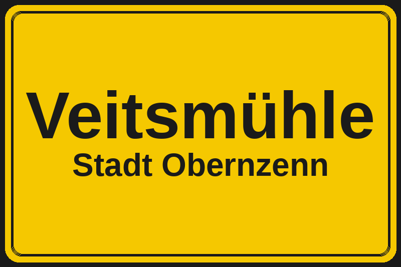 Ortsschild Veitsmühle in Obernzenn – Hotels, Pensionen und Ferienwohnungen im Stadtteil