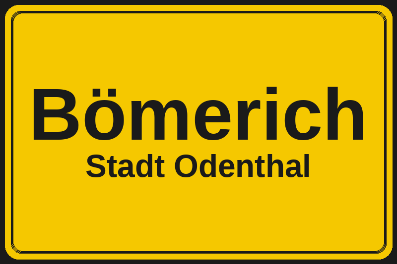 Ortsschild Bömerich in Odenthal – Hotels, Pensionen und Ferienwohnungen im Stadtteil