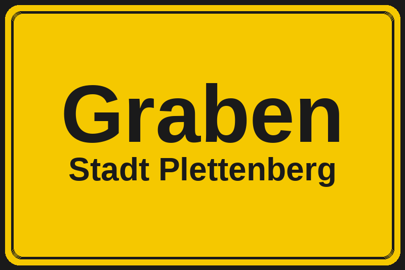 Ortsschild Graben in Plettenberg – Hotels, Pensionen und Ferienwohnungen im Stadtteil