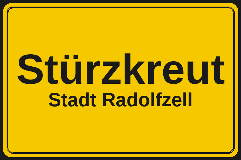 Ortsschild Stürzkreut in Radolfzell – Hotels, Pensionen und Ferienwohnungen im Stadtteil