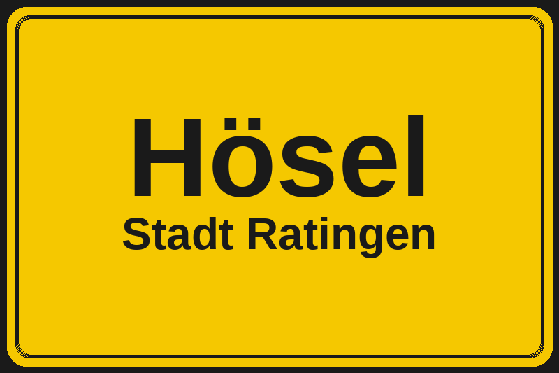 Ortsschild Hösel in Ratingen – Hotels, Pensionen und Ferienwohnungen im Stadtteil
