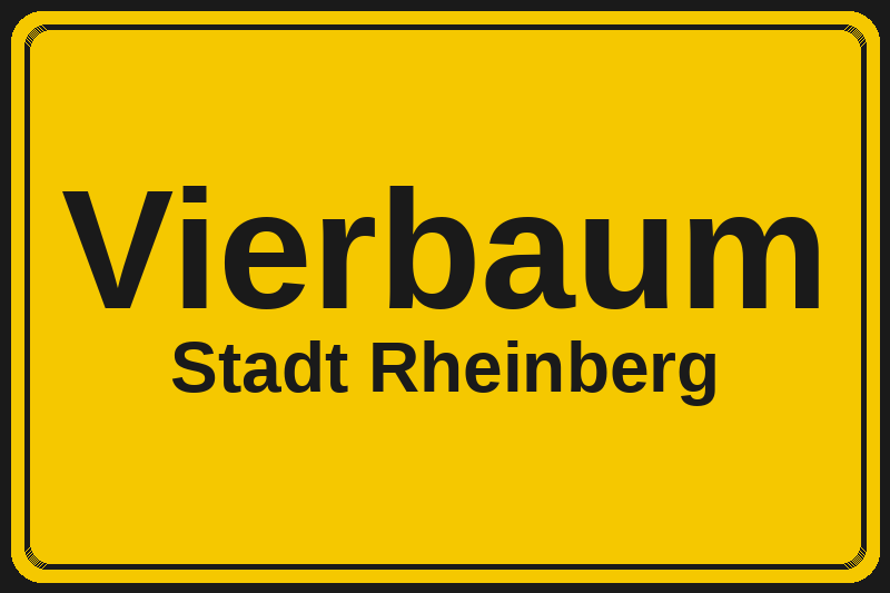Ortsschild Vierbaum in Rheinberg – Hotels, Pensionen und Ferienwohnungen im Stadtteil