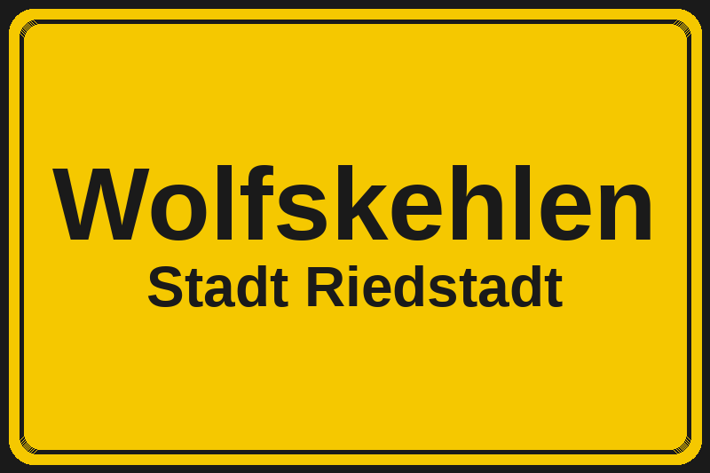 Ortsschild Wolfskehlen in Riedstadt – Hotels, Pensionen und Ferienwohnungen im Stadtteil