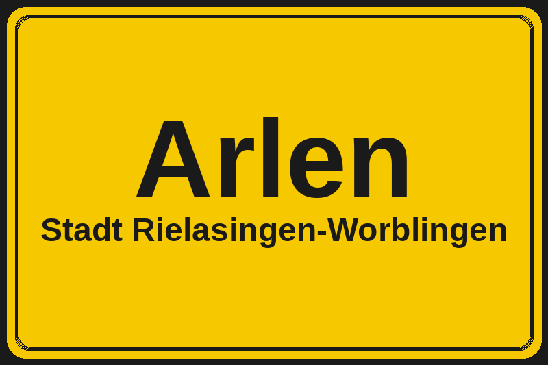Ortsschild Arlen in Rielasingen-Worblingen – Hotels, Pensionen und Ferienwohnungen im Stadtteil