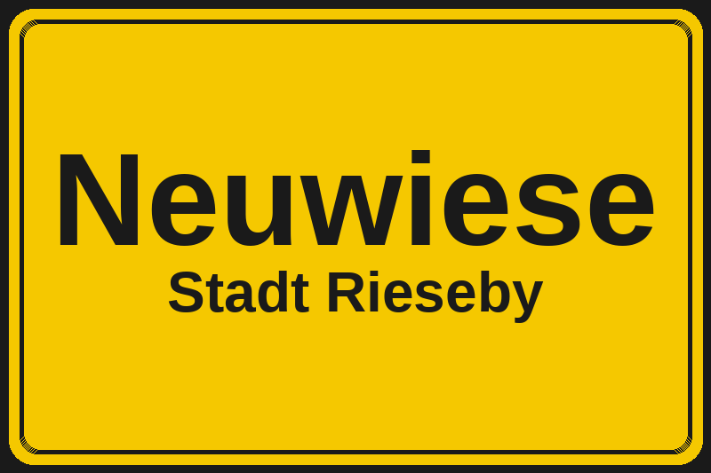 Ortsschild Neuwiese in Rieseby – Hotels, Pensionen und Ferienwohnungen im Stadtteil