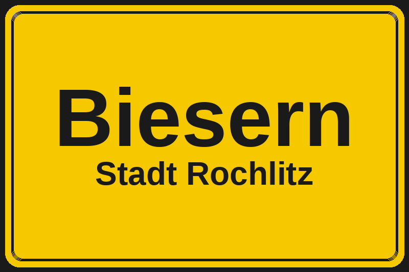Ortsschild Biesern in Rochlitz – Hotels, Pensionen und Ferienwohnungen im Stadtteil