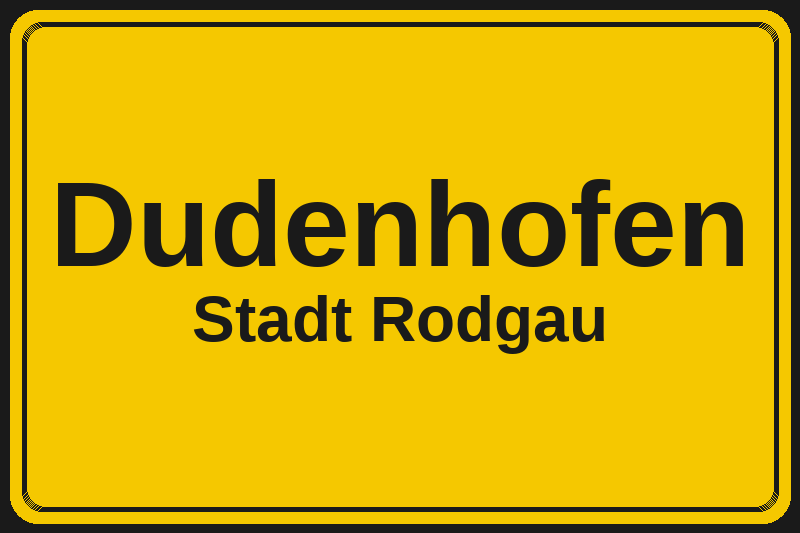 Ortsschild Dudenhofen in Rodgau – Hotels, Pensionen und Ferienwohnungen im Stadtteil