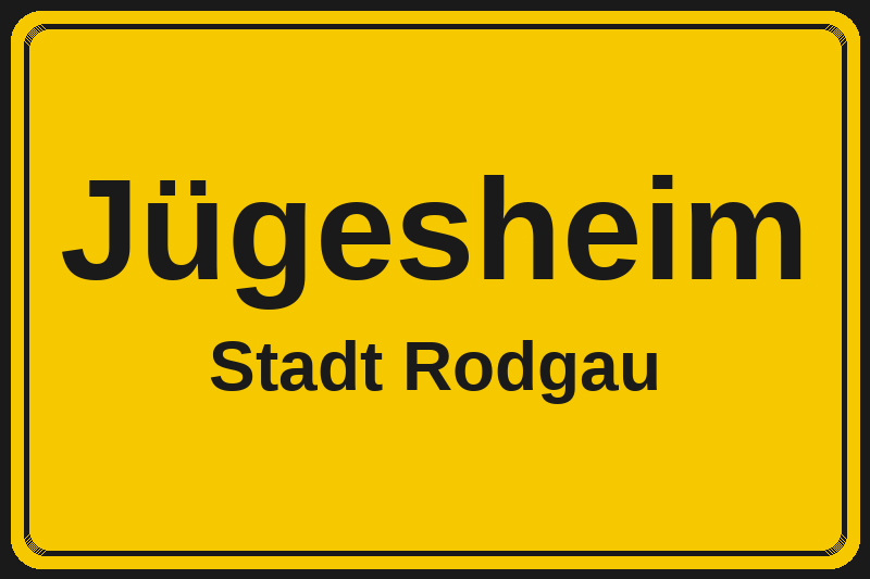 Ortsschild Jügesheim in Rodgau – Hotels, Pensionen und Ferienwohnungen im Stadtteil