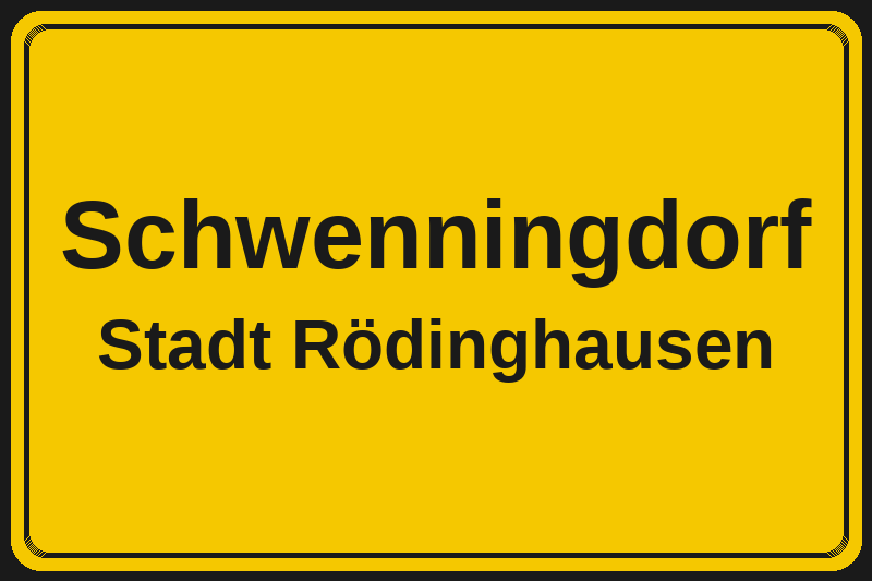 Ortsschild Schwenningdorf in Rödinghausen – Hotels, Pensionen und Ferienwohnungen im Stadtteil