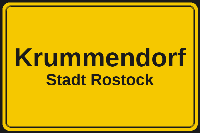 Krummendorf (Rostock) – Hotels im Stadtteil Ortsschild Krummendorf in Rostock – Hotels, Pensionen und Ferienwohnungen im Stadtteil