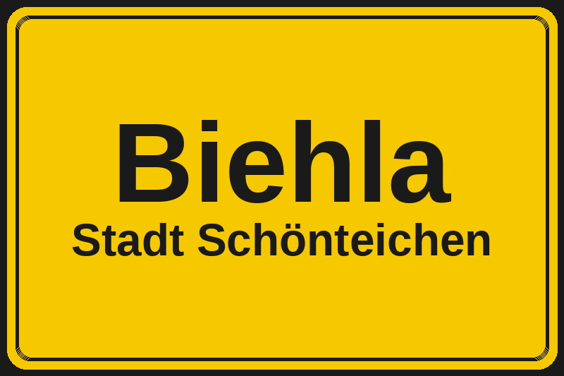 Ortsschild Biehla in Schönteichen – Hotels, Pensionen und Ferienwohnungen im Stadtteil