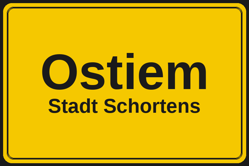 Ortsschild Ostiem in Schortens – Hotels, Pensionen und Ferienwohnungen im Stadtteil
