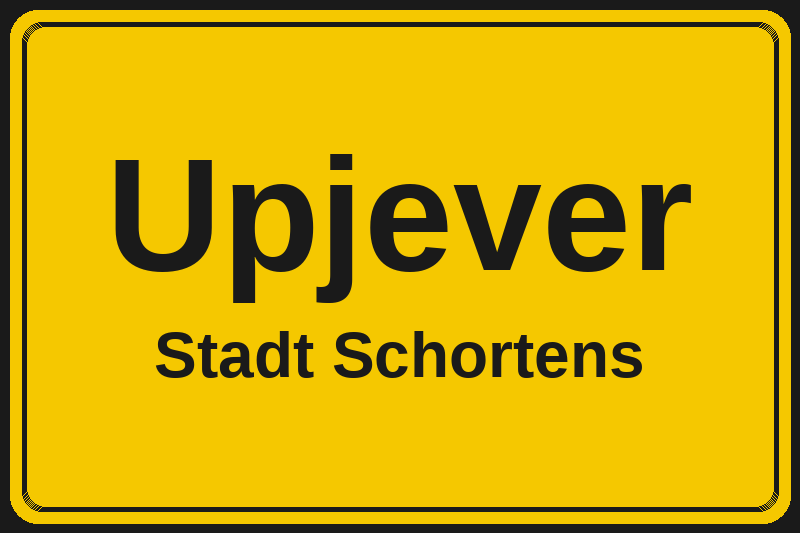 Upjever (Schortens) – Hotels im Stadtteil Ortsschild Upjever in Schortens – Hotels, Pensionen und Ferienwohnungen im Stadtteil