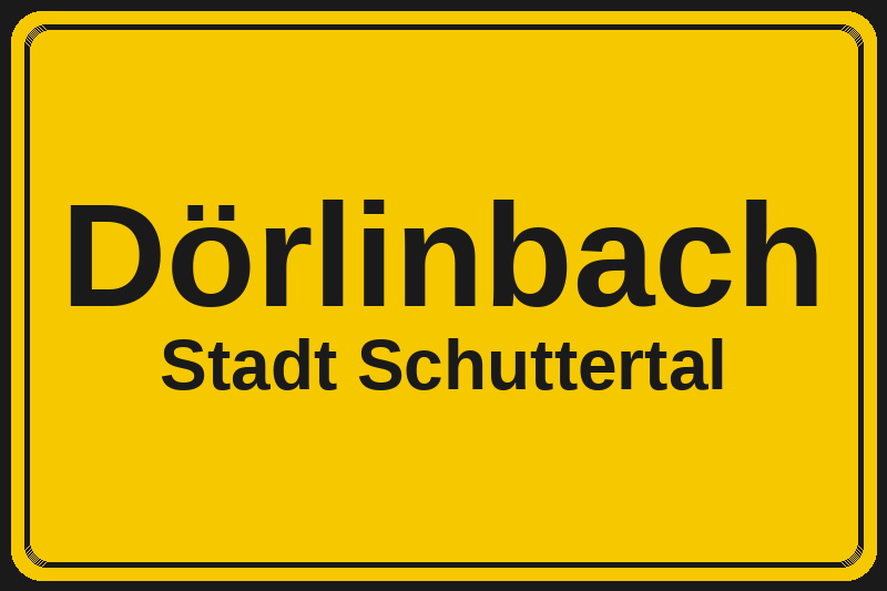 Ortsschild Dörlinbach in Schuttertal – Hotels, Pensionen und Ferienwohnungen im Stadtteil