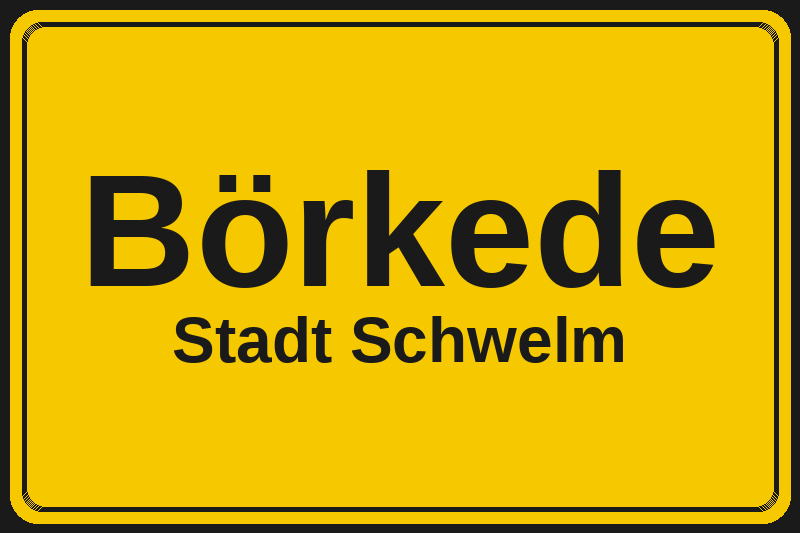 Ortsschild Börkede in Schwelm – Hotels, Pensionen und Ferienwohnungen im Stadtteil