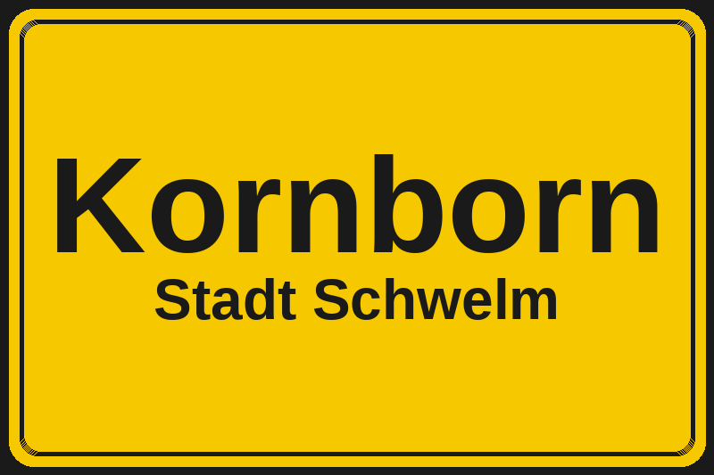 Ortsschild Kornborn in Schwelm – Hotels, Pensionen und Ferienwohnungen im Stadtteil