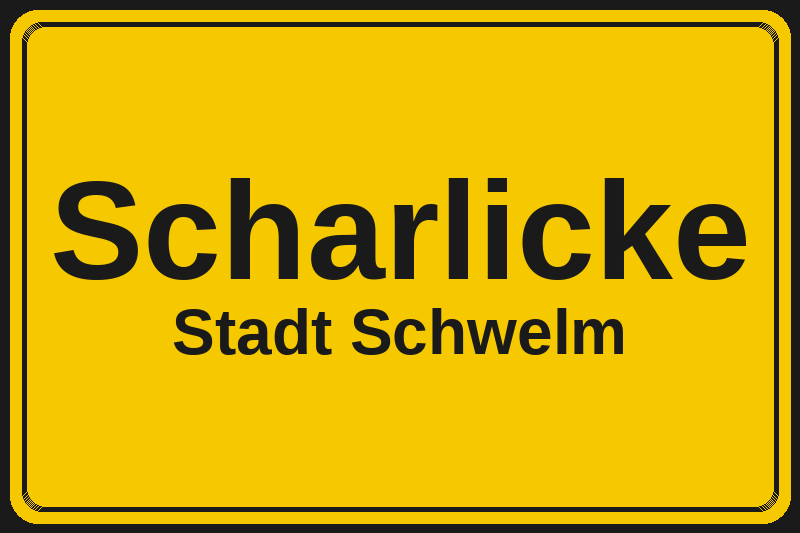 Ortsschild Scharlicke in Schwelm – Hotels, Pensionen und Ferienwohnungen im Stadtteil