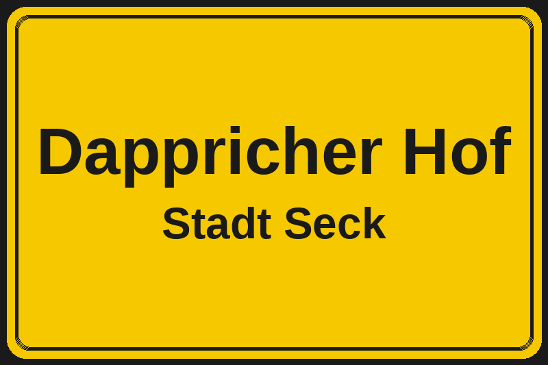 Ortsschild Dappricher Hof in Seck – Hotels, Pensionen und Ferienwohnungen im Stadtteil