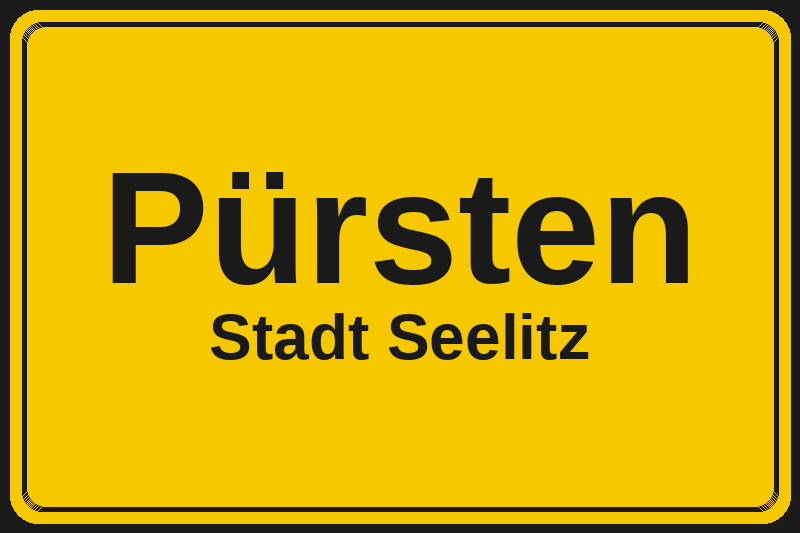 Ortsschild Pürsten in Seelitz – Hotels, Pensionen und Ferienwohnungen im Stadtteil