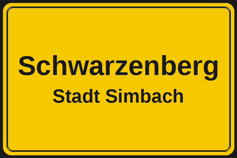 Ortsschild Schwarzenberg in Simbach – Hotels, Pensionen und Ferienwohnungen im Stadtteil
