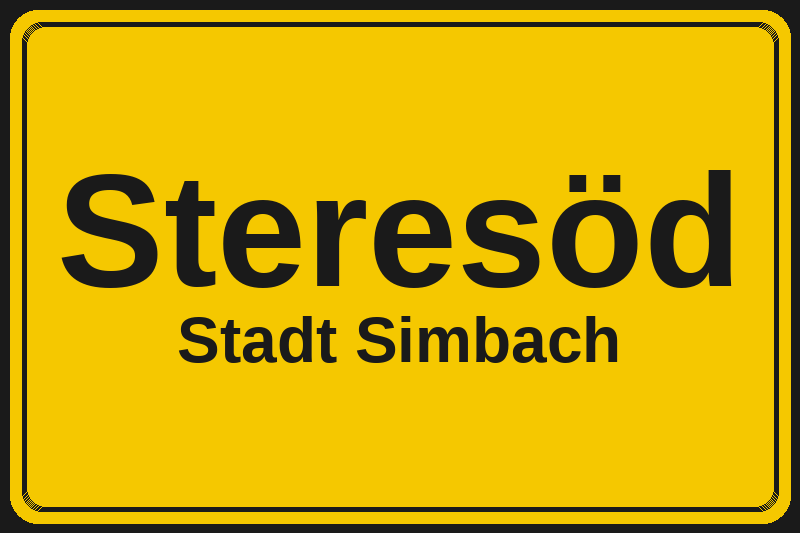 Ortsschild Steresöd in Simbach – Hotels, Pensionen und Ferienwohnungen im Stadtteil