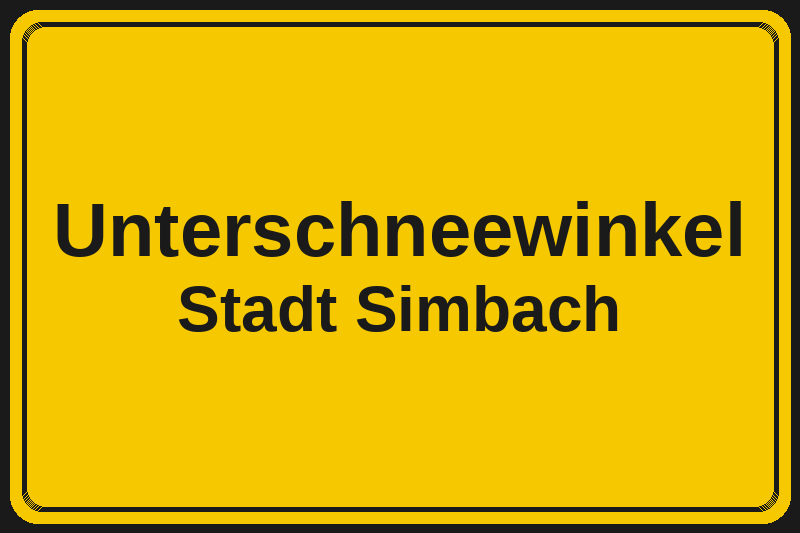 Ortsschild Unterschneewinkel in Simbach – Hotels, Pensionen und Ferienwohnungen im Stadtteil