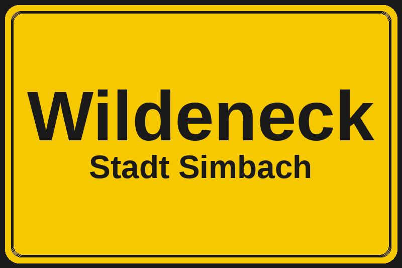 Ortsschild Wildeneck in Simbach – Hotels, Pensionen und Ferienwohnungen im Stadtteil