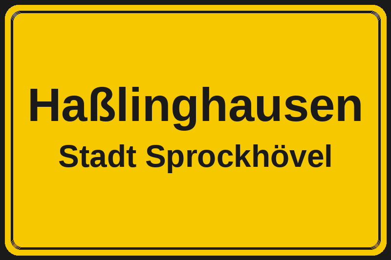 Haßlinghausen (Sprockhövel) – Hotels im Stadtteil Ortsschild Haßlinghausen in Sprockhövel – Hotels, Pensionen und Ferienwohnungen im Stadtteil