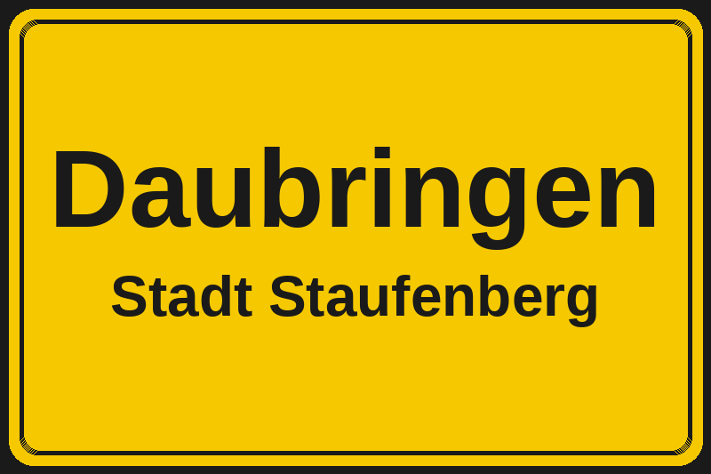 Ortsschild Daubringen in Staufenberg – Hotels, Pensionen und Ferienwohnungen im Stadtteil