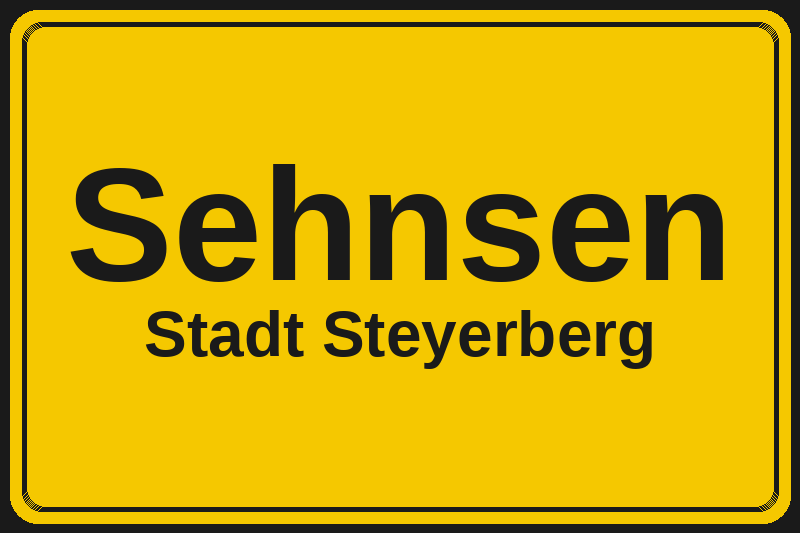 Ortsschild Sehnsen in Steyerberg – Hotels, Pensionen und Ferienwohnungen im Stadtteil