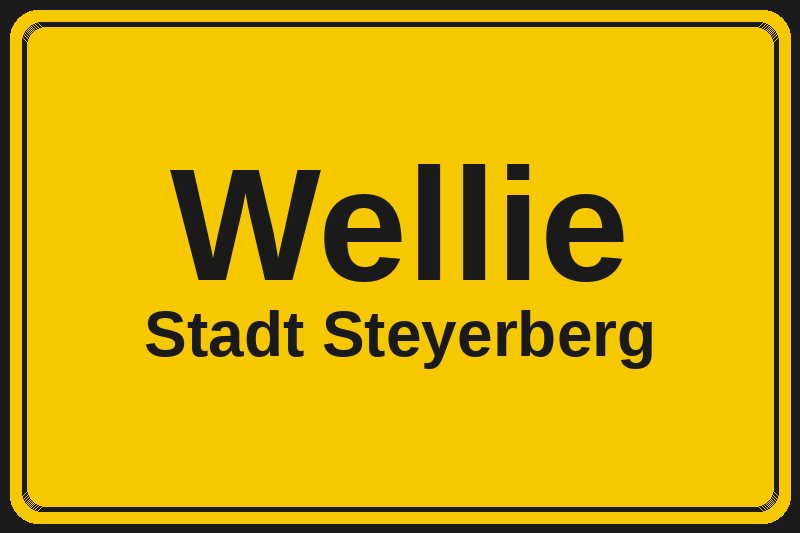 Ortsschild Wellie in Steyerberg – Hotels, Pensionen und Ferienwohnungen im Stadtteil