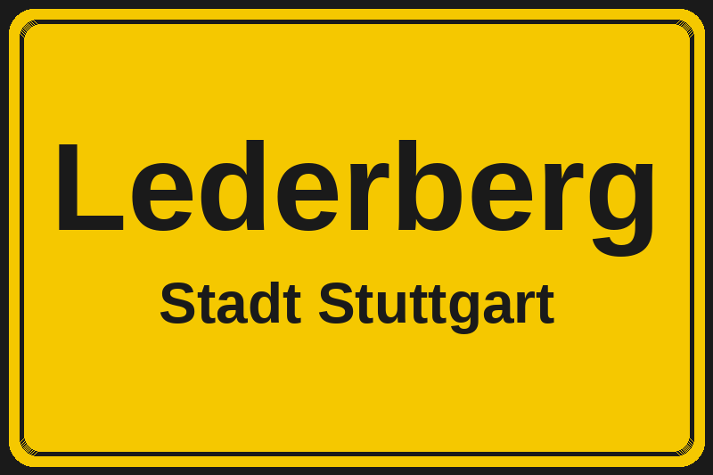 Ortsschild Lederberg in Stuttgart – Hotels, Pensionen und Ferienwohnungen im Stadtteil